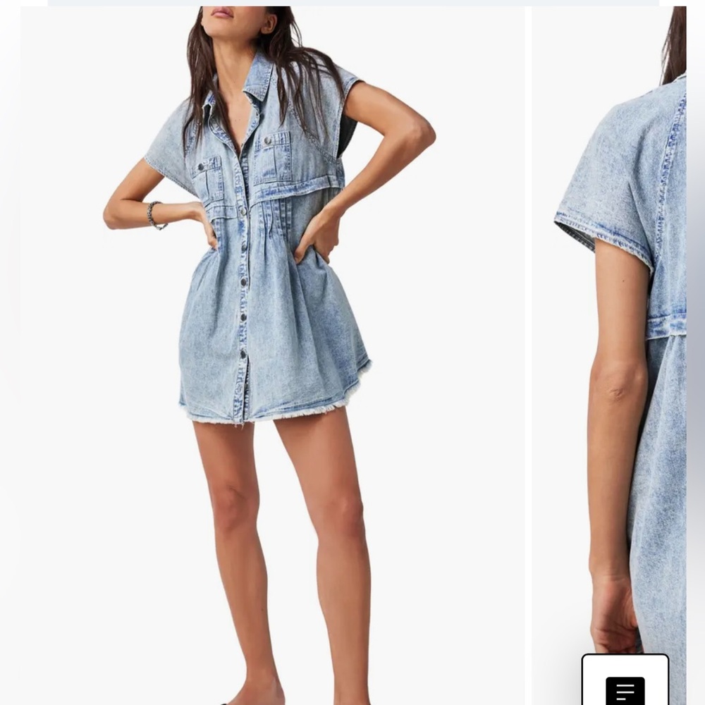 Free People Ronnie Denim Mini Shirtdress, Size Small